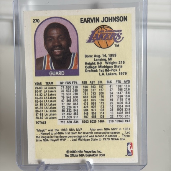 1989 Magic (Ervin) Johnson NBA Hoops Card - Picture 2 of 2